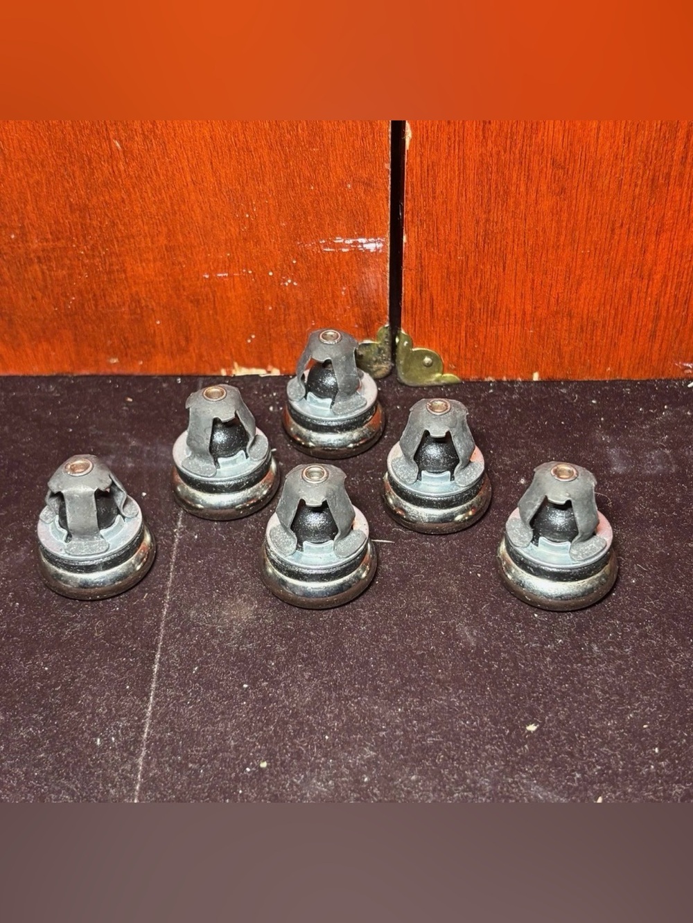 Set of 6 Vintage Metal Furniture Glides / Casters in Black and Silver
